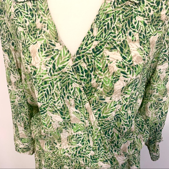 Cabi green tropical leaf print faux wrap dress - Picture 4 of 8